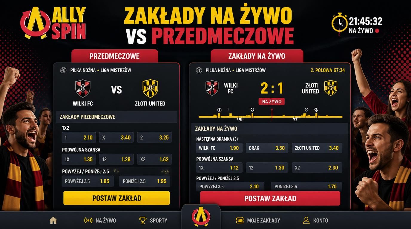 rozpoczynający się mecz live i zapis pre-match