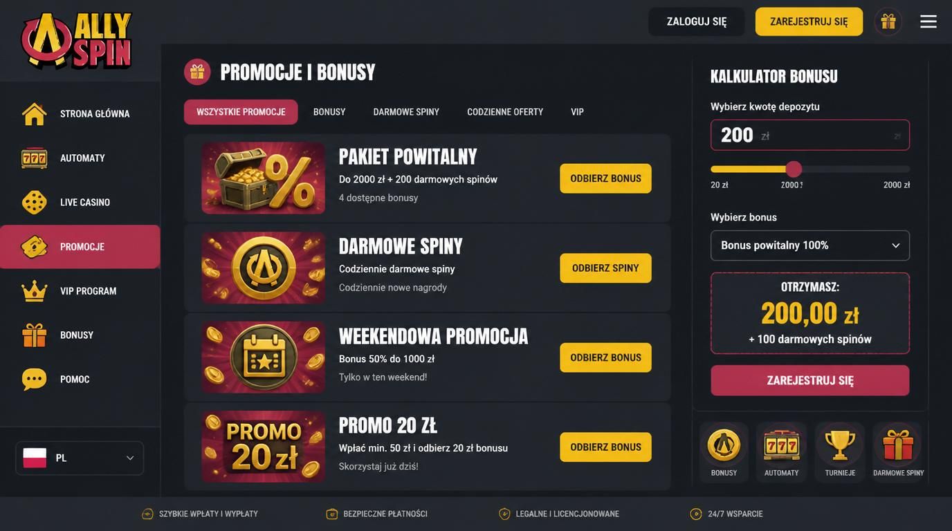 Lista bonusów dla małego depozytu z monetami.